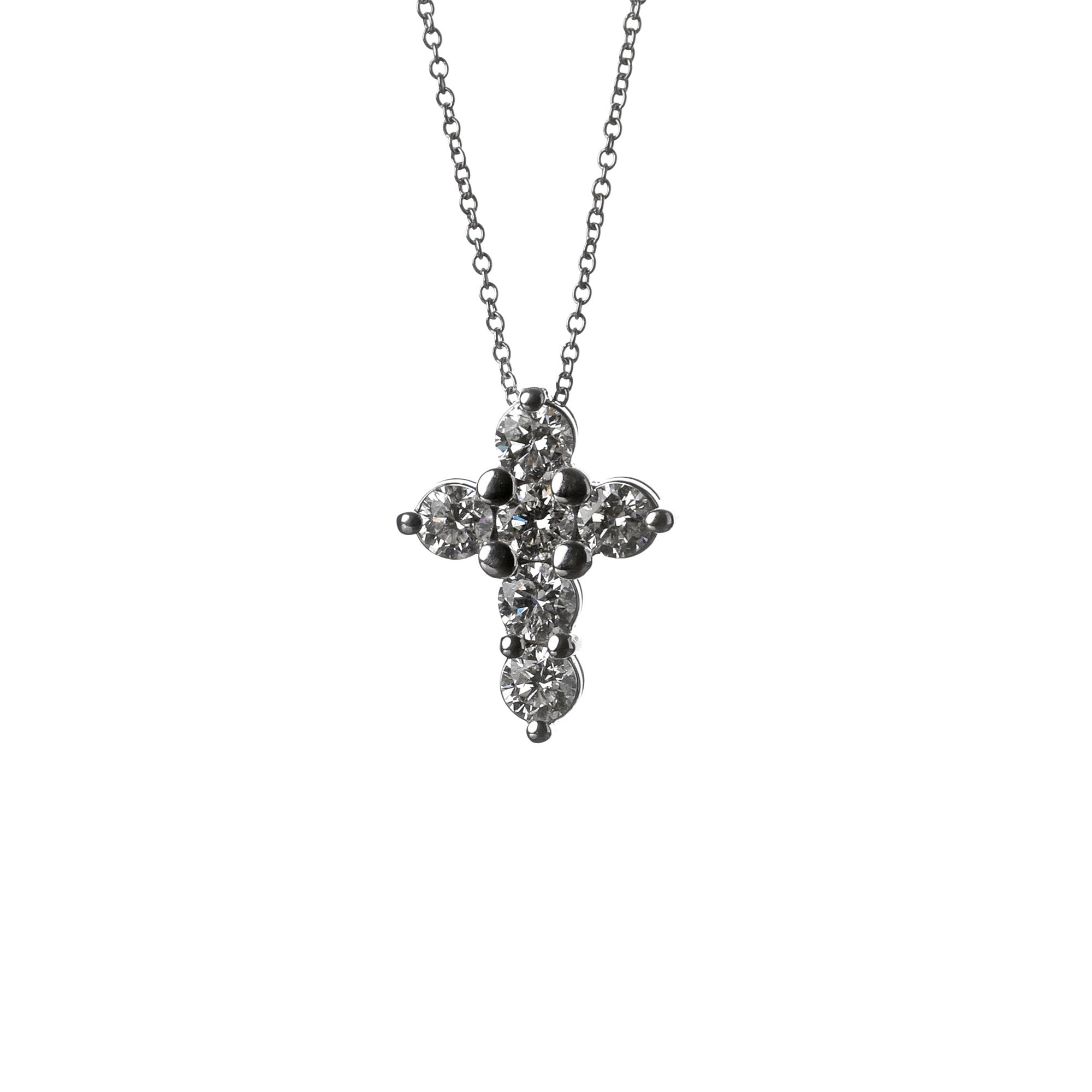 Collar faith de diamantes en oro blanco