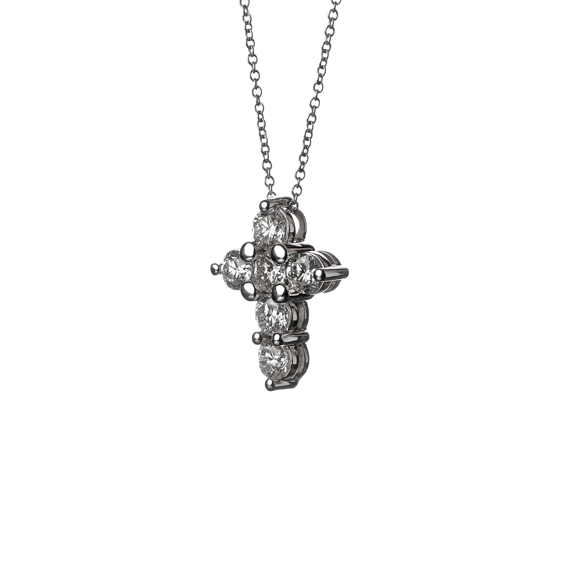 Collar faith de diamantes en oro blanco