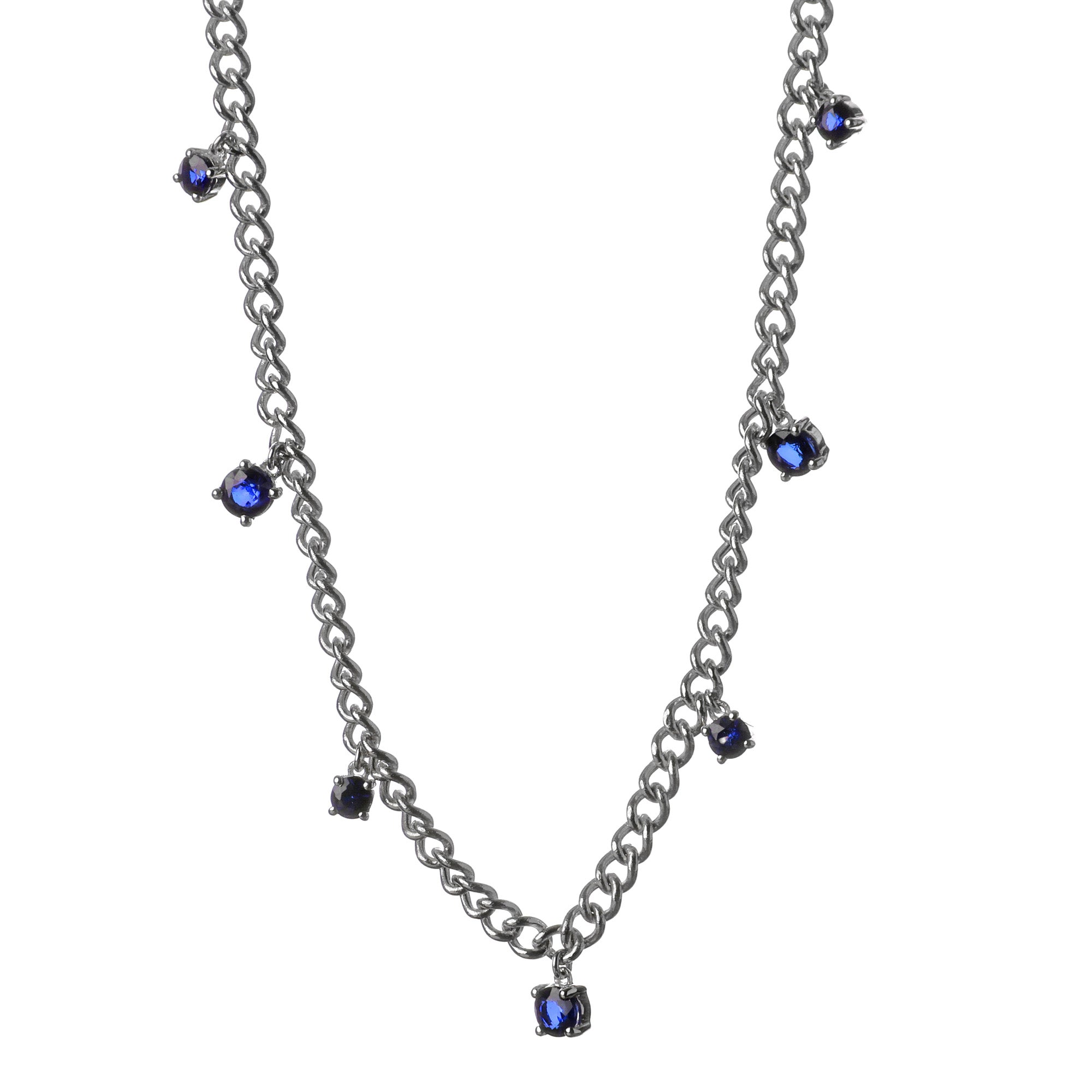 Collar rain de zafiros en oro blanco