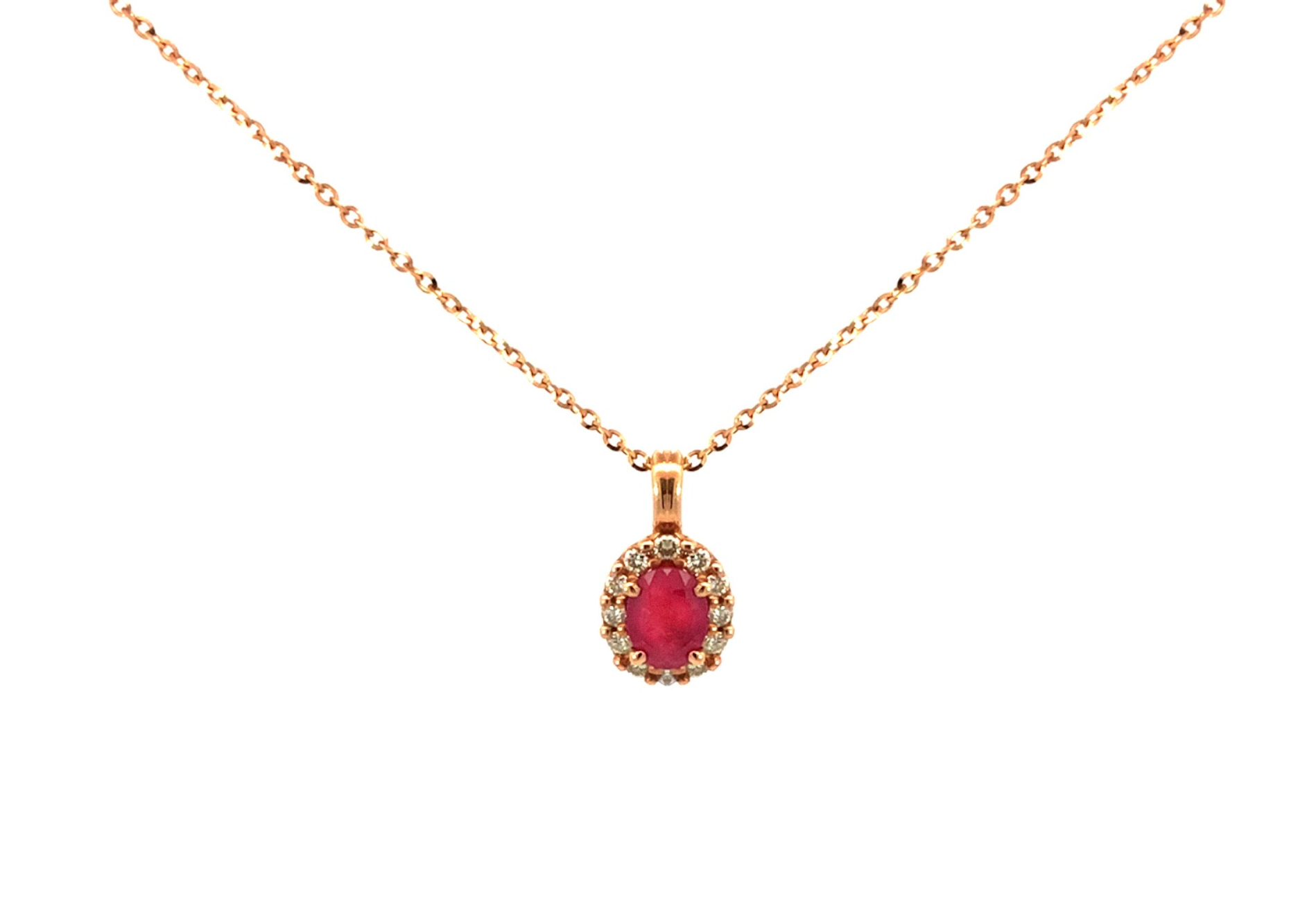 Collar classic de rubíes y diamantes en oro rosa